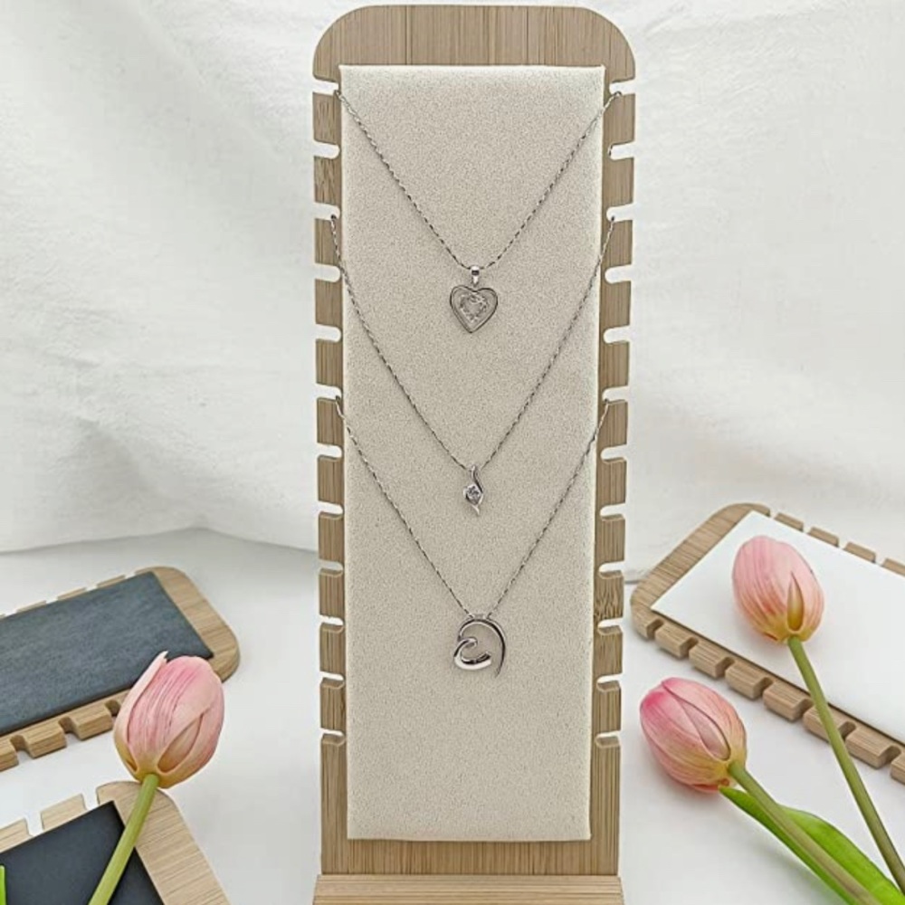 NWOT bamboo with tan plush lining multi necklace or bracelet display